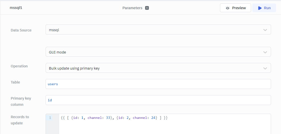 ToolJet mssql gui mode